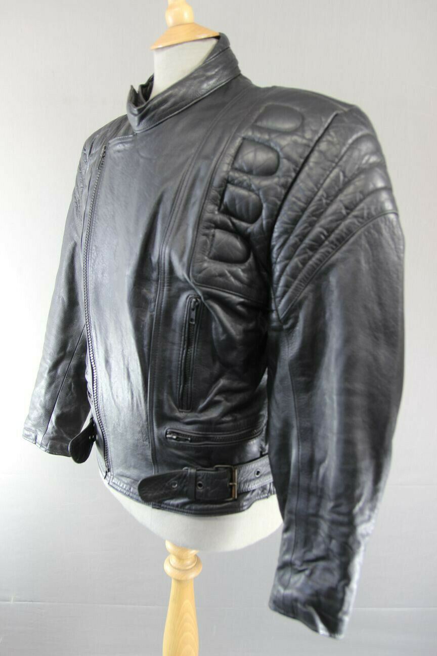 CITY OF LEATHER NEW TRADITIONAL CLASSIC BLACK LEATHER BIKER JACKET 42 INCH