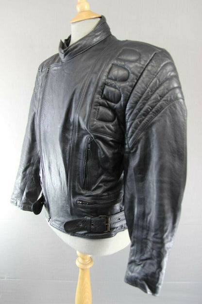 CITY OF LEATHER NEW TRADITIONAL CLASSIC BLACK LEATHER BIKER JACKET 42 INCH