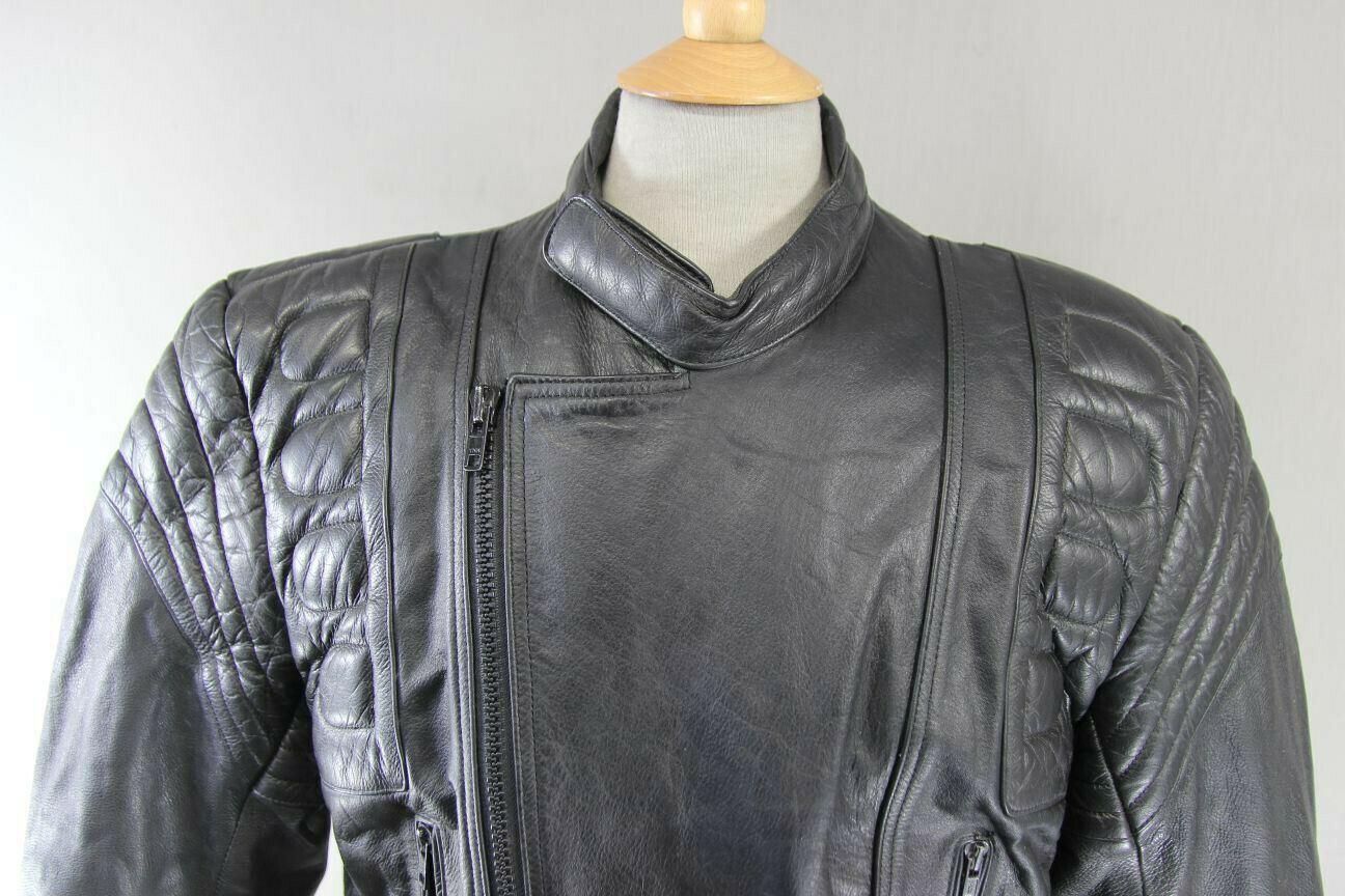 CITY OF LEATHER NEW TRADITIONAL CLASSIC BLACK LEATHER BIKER JACKET 42 INCH