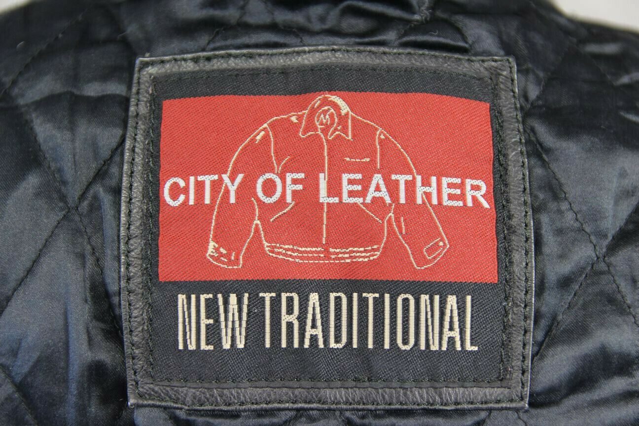 CITY OF LEATHER NEW TRADITIONAL CLASSIC BLACK LEATHER BIKER JACKET 42 INCH