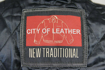 CITY OF LEATHER NEW TRADITIONAL CLASSIC BLACK LEATHER BIKER JACKET 42 INCH