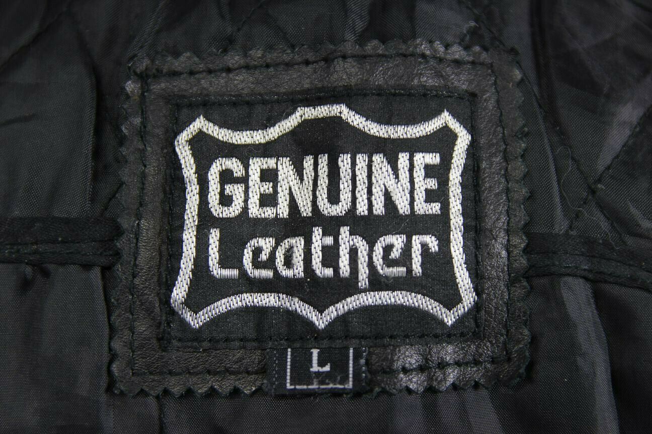 BLACK, SILVER, RED & WHITE LEATHER BIKER JACKET 42-44 INCH/LARGE