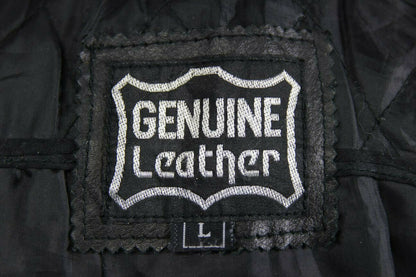 BLACK, SILVER, RED & WHITE LEATHER BIKER JACKET 42-44 INCH/LARGE