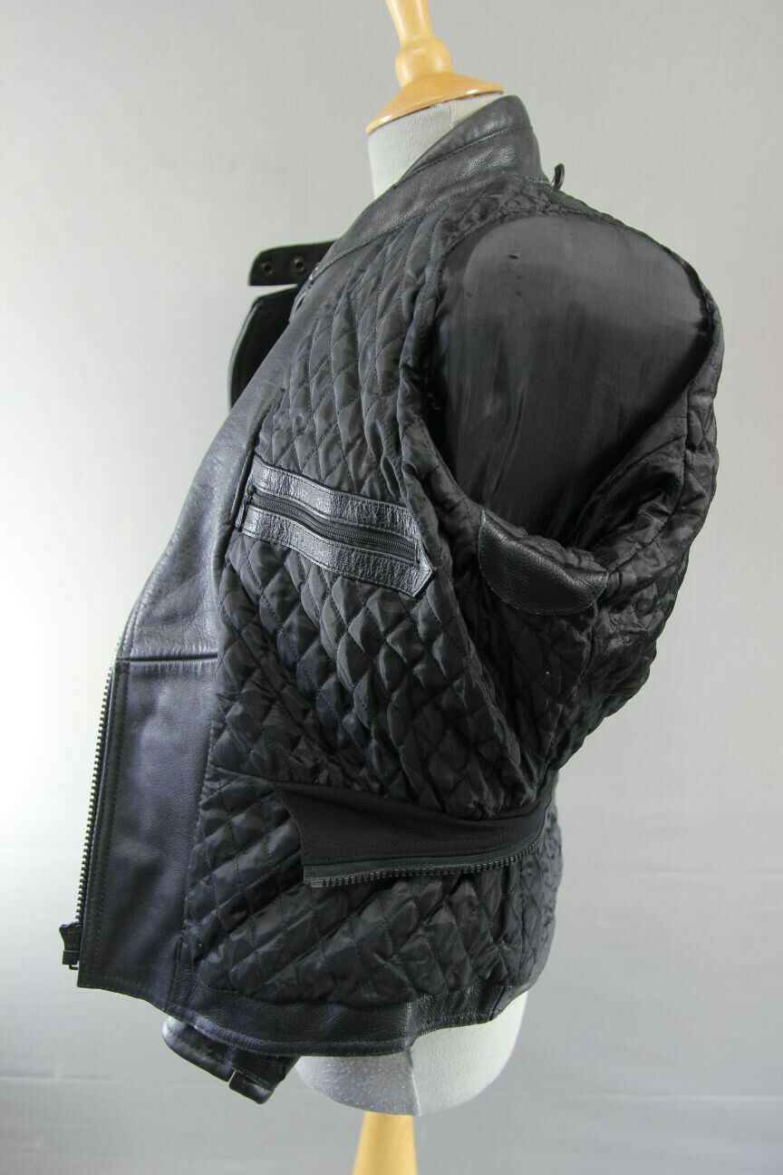CLASSIC RIDER BLACK LEATHER BIKER JACKET WITH CE ARMOUR SIZE 12/EUROPEAN SIZE 38