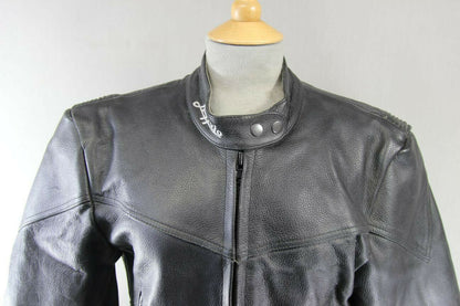 CLASSIC BUFFALO BLACK LEATHER BIKER JACKET SIZE 16