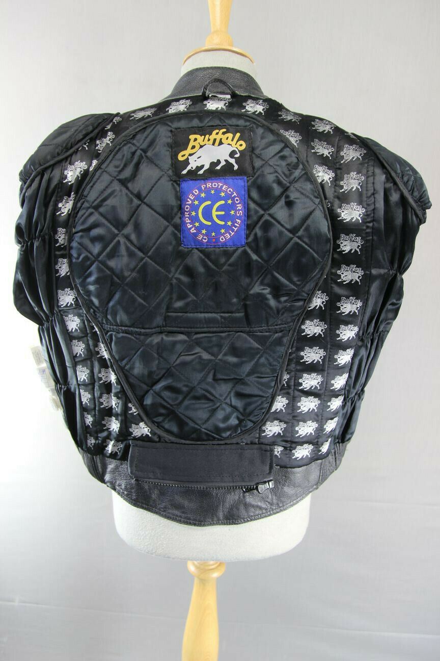 CLASSIC BUFFALO BLACK LEATHER BIKER JACKET SIZE 16