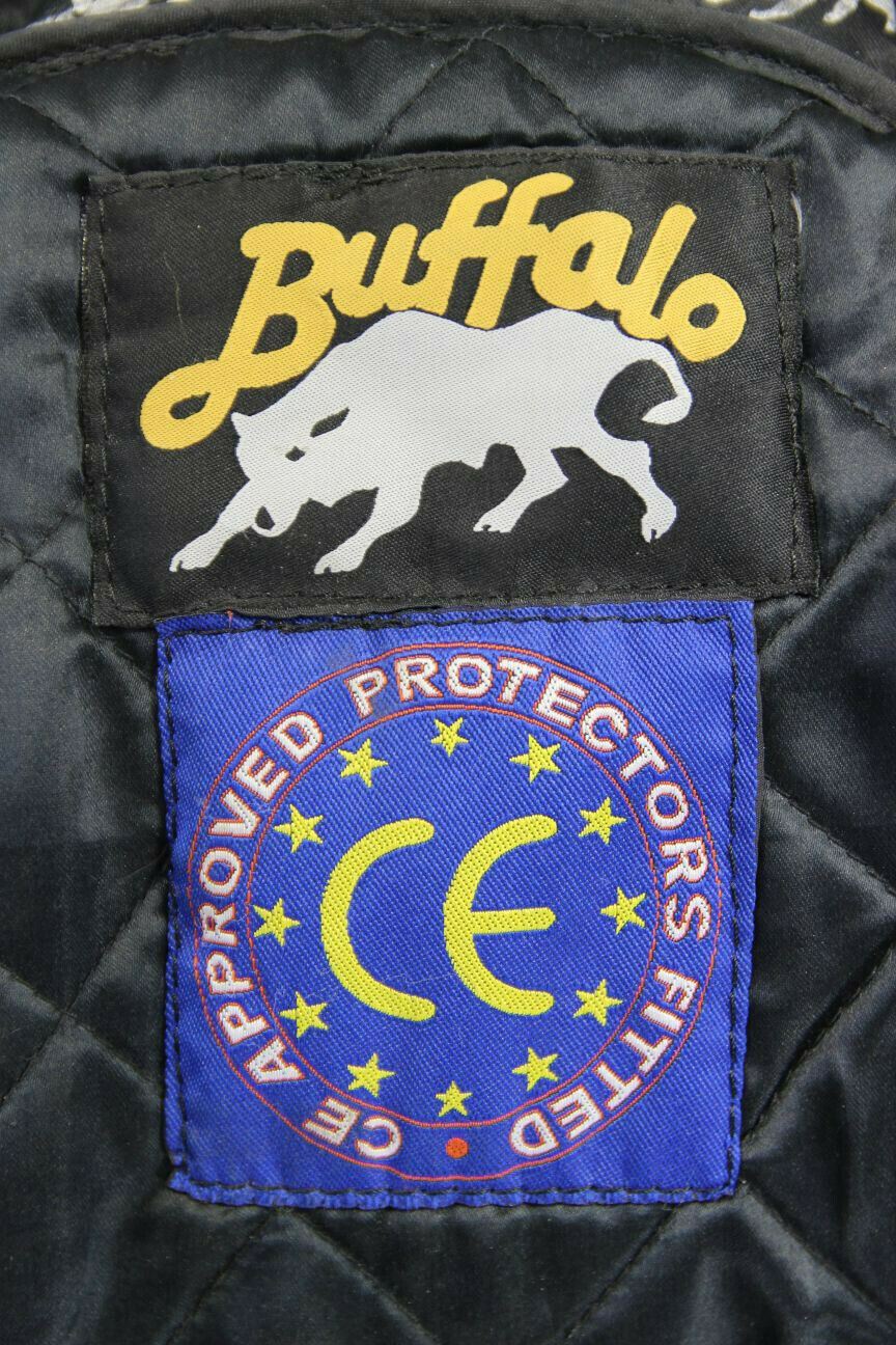 CLASSIC BUFFALO BLACK LEATHER BIKER JACKET SIZE 16