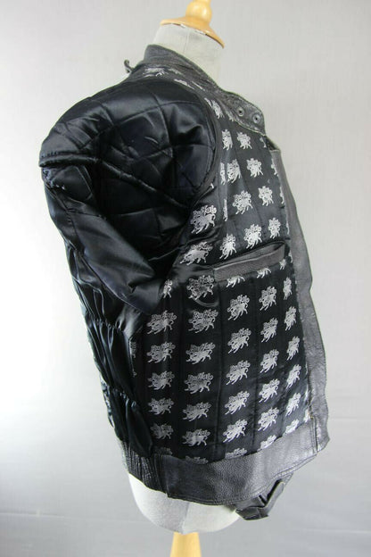 CLASSIC BUFFALO BLACK LEATHER BIKER JACKET SIZE 16