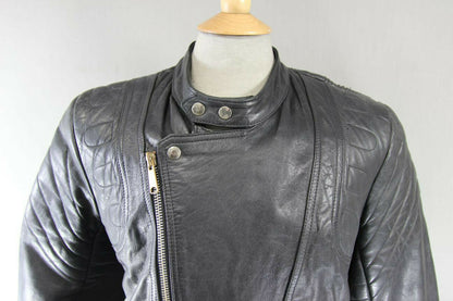 CLASSIC LEATHER GOLD BLACK COWHIDE BIKER JACKET 40 INCH