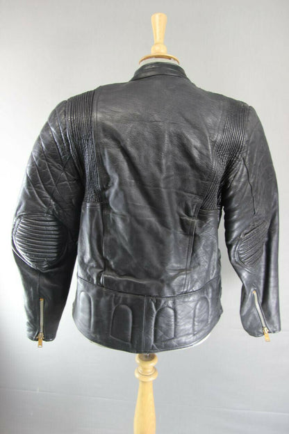 CLASSIC LEATHER GOLD BLACK COWHIDE BIKER JACKET 40 INCH