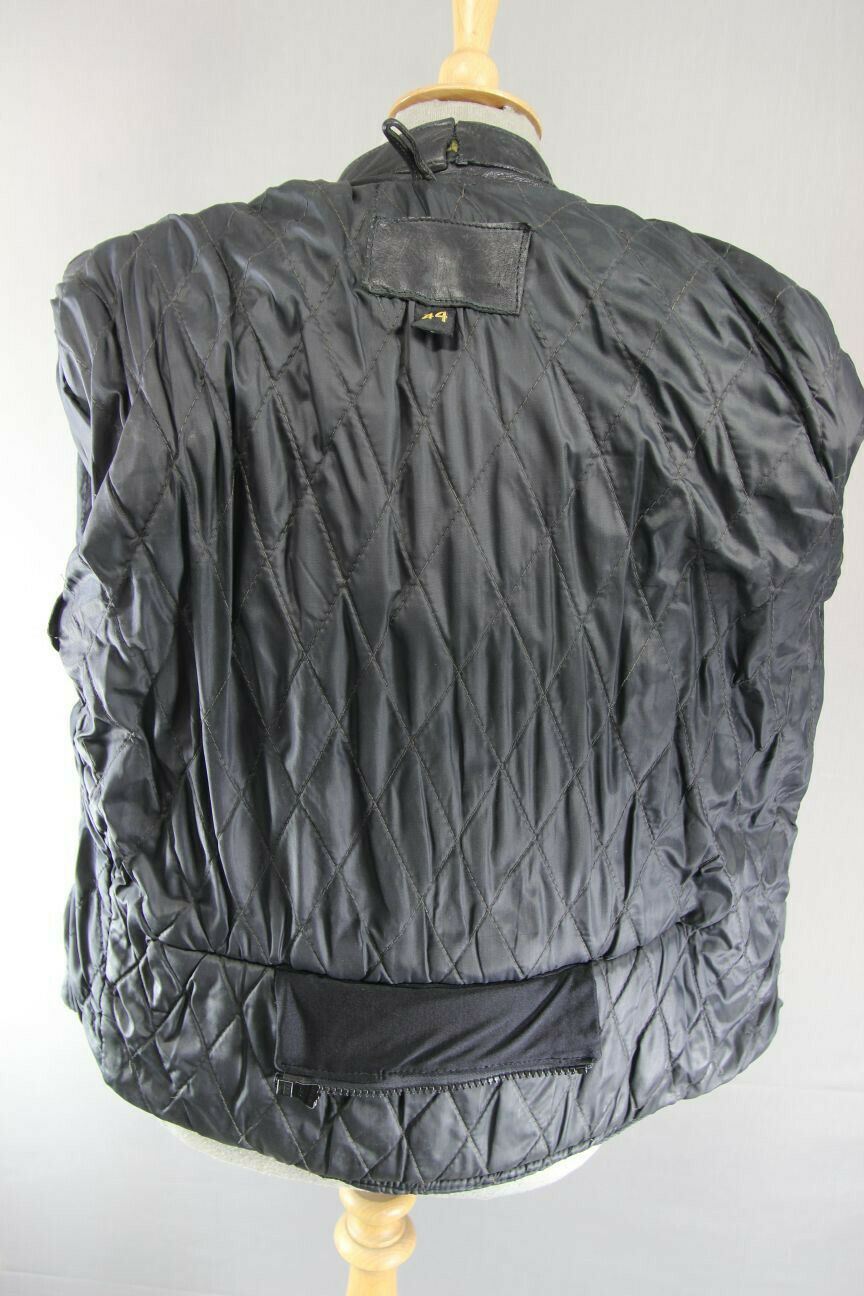 CLASSIC LEATHER GOLD BLACK COWHIDE BIKER JACKET 40 INCH