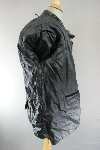 CLASSIC LEATHER GOLD BLACK COWHIDE BIKER JACKET 40 INCH