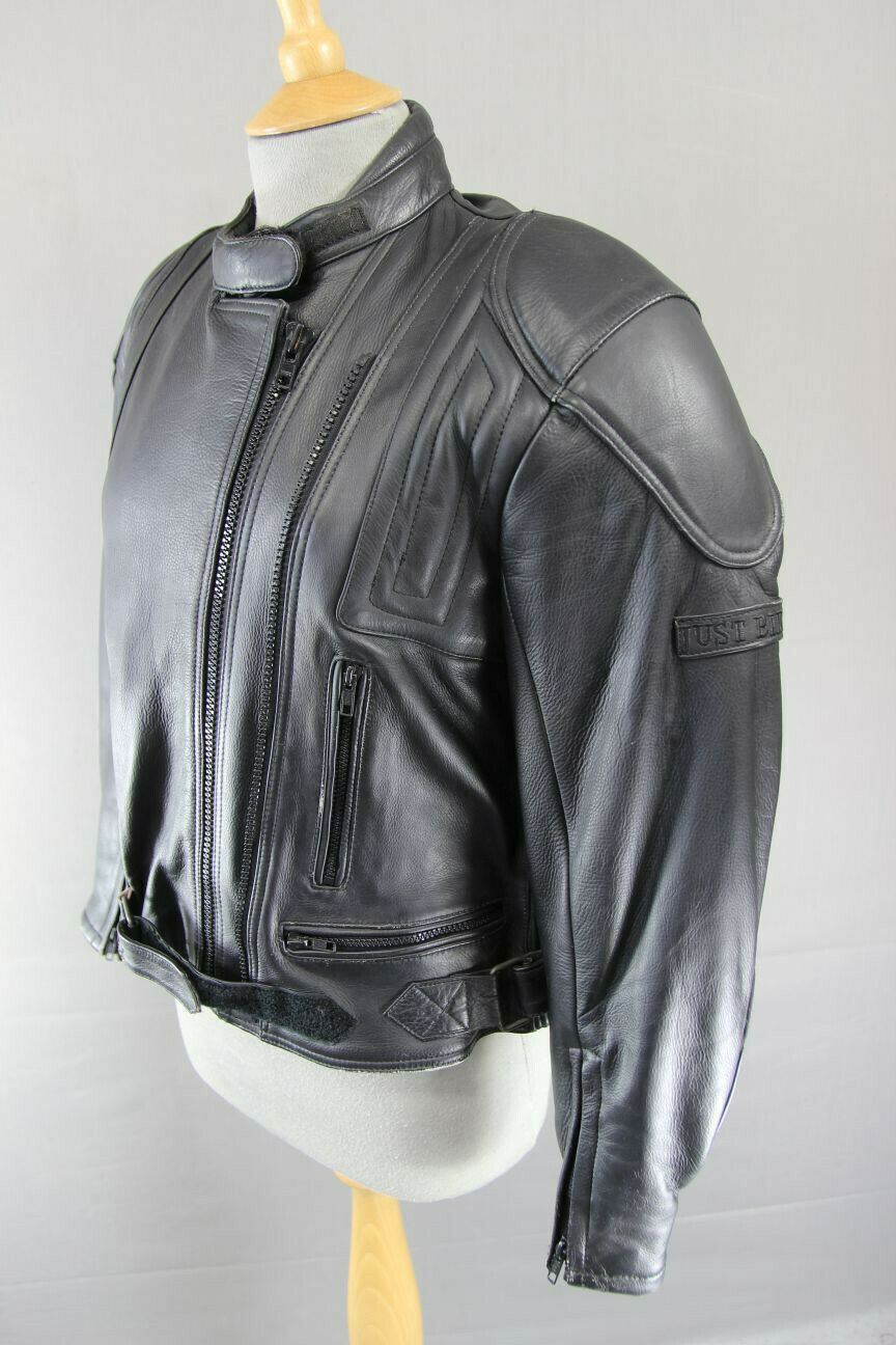 JUST BIKERS CLASSIC DENVER BLACK LEATHER BIKER JACKET: SIZE 12