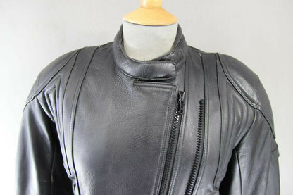 JUST BIKERS CLASSIC DENVER BLACK LEATHER BIKER JACKET: SIZE 12