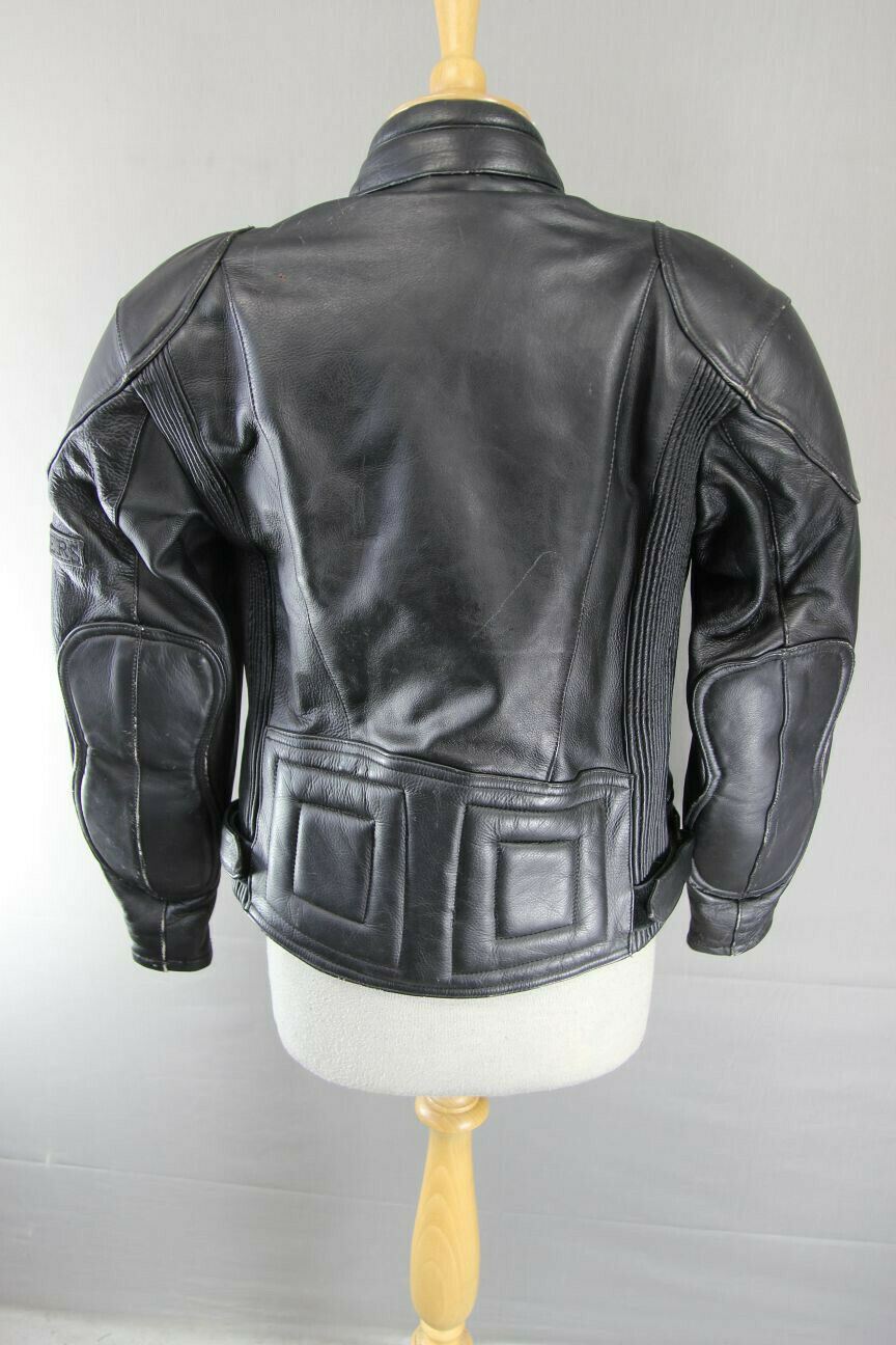 JUST BIKERS CLASSIC DENVER BLACK LEATHER BIKER JACKET: SIZE 12
