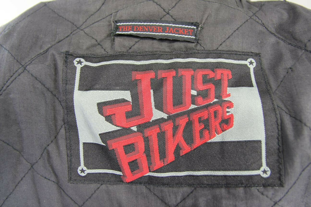 JUST BIKERS CLASSIC DENVER BLACK LEATHER BIKER JACKET: SIZE 12