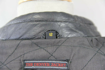 JUST BIKERS CLASSIC DENVER BLACK LEATHER BIKER JACKET: SIZE 12