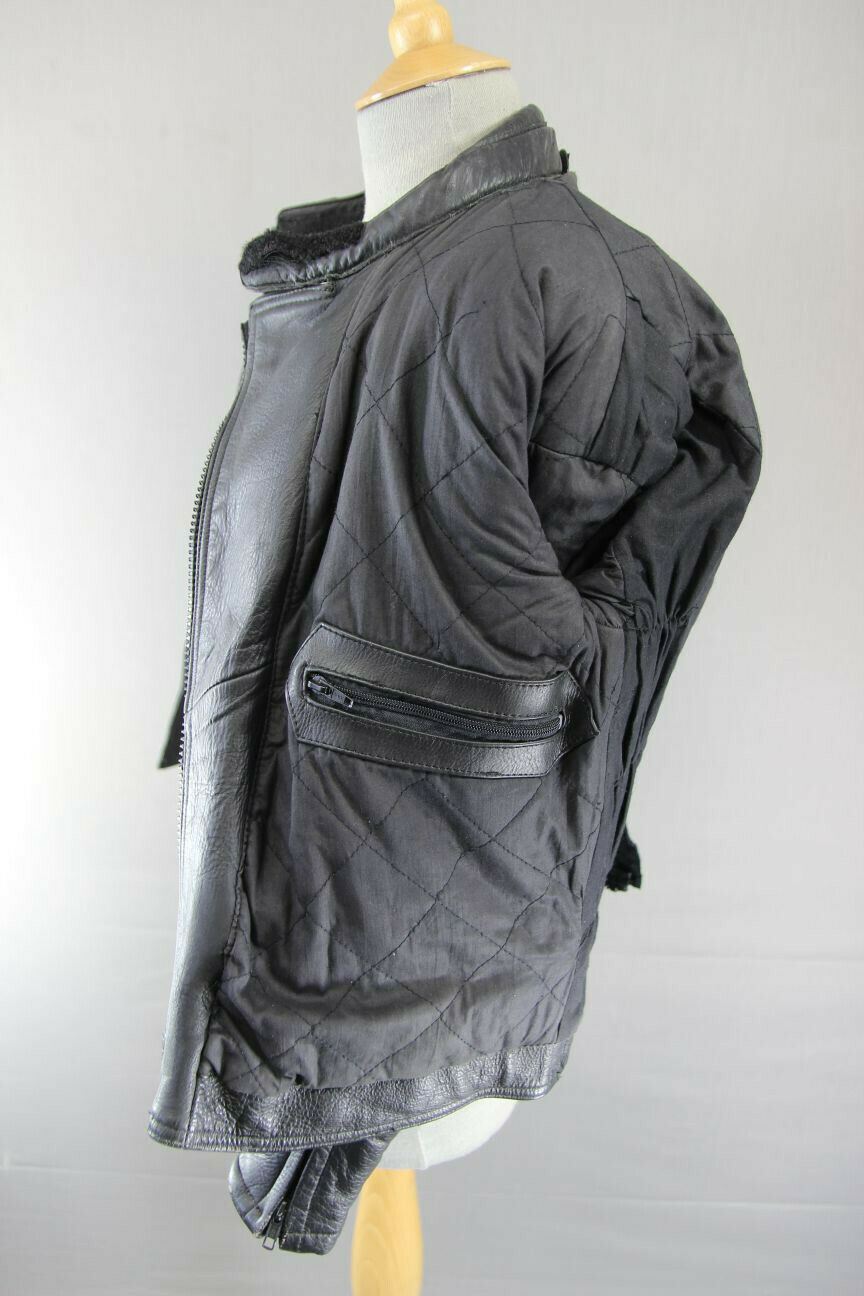 JUST BIKERS CLASSIC DENVER BLACK LEATHER BIKER JACKET: SIZE 12