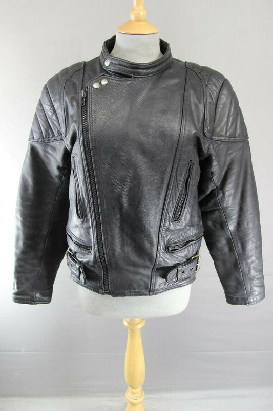 CLASSIC SPORTEX BLACK LEATHER BIKER JACKET 38 INCH