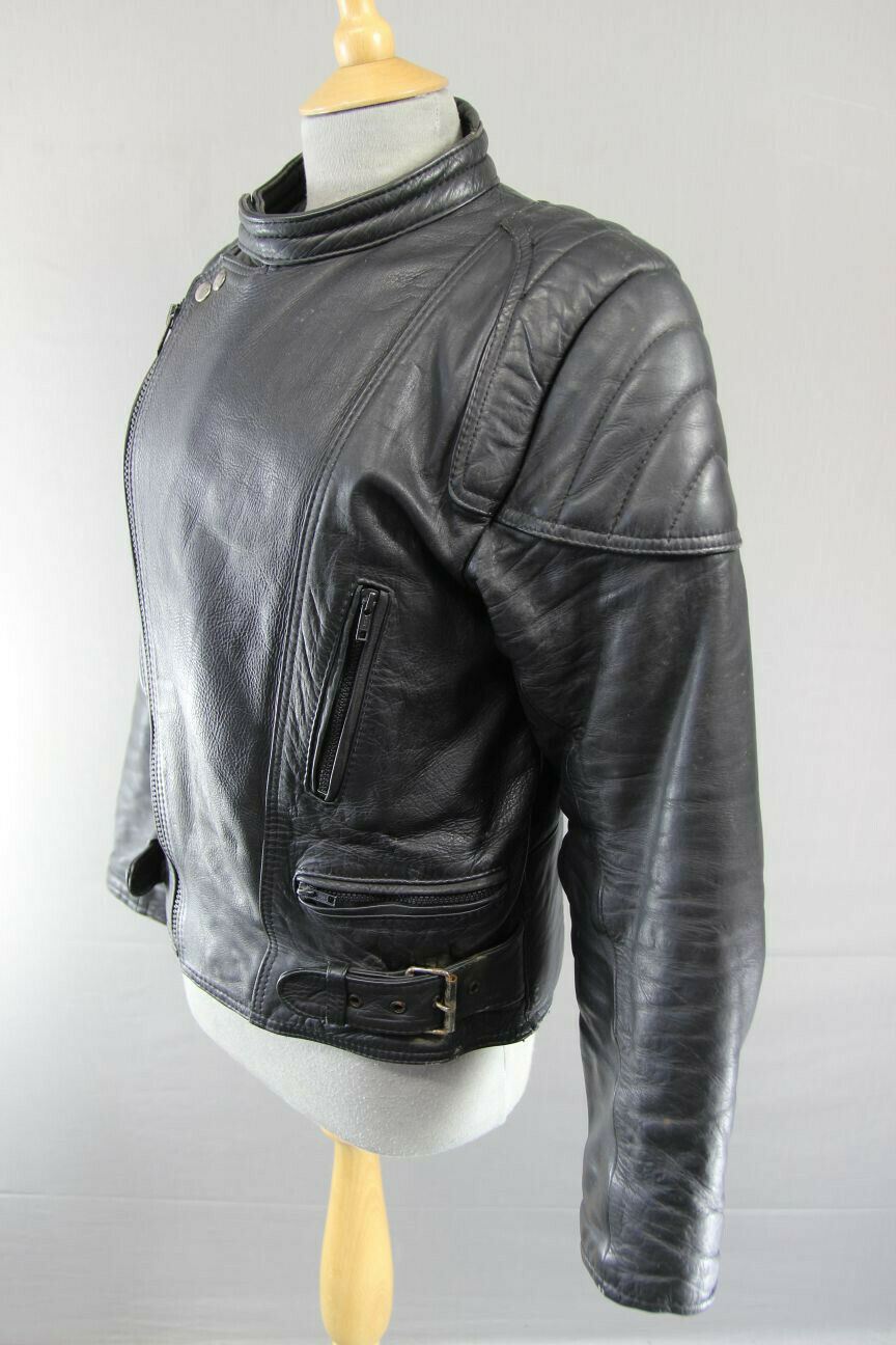 CLASSIC SPORTEX BLACK LEATHER BIKER JACKET 38 INCH