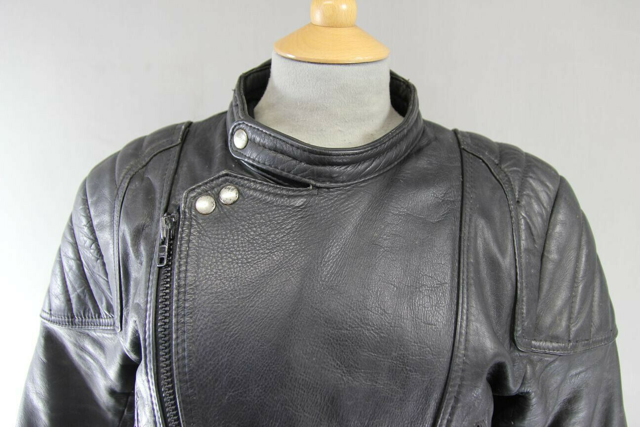 CLASSIC SPORTEX BLACK LEATHER BIKER JACKET 38 INCH