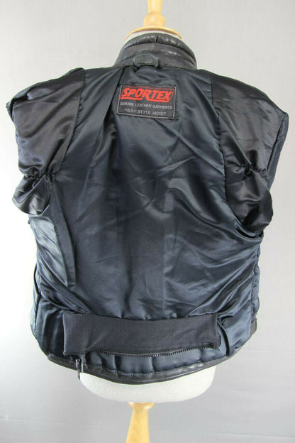 SUPERB QUALITY BLACK LEATHER SPORTEX A5 BIKER JACKET 36 INCH