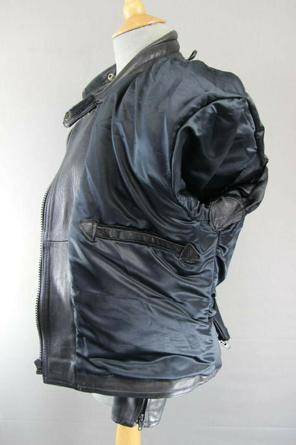 SUPERB QUALITY BLACK LEATHER SPORTEX A5 BIKER JACKET 36 INCH