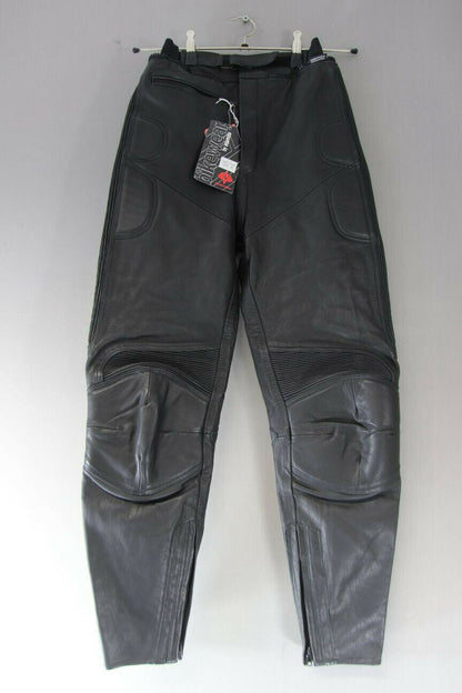NEW WITH TAGS ADAMOTO BIKEWEAR BLACK LEATHER TROUSERS: WAIST 26"/INSIDE LEG 28"
