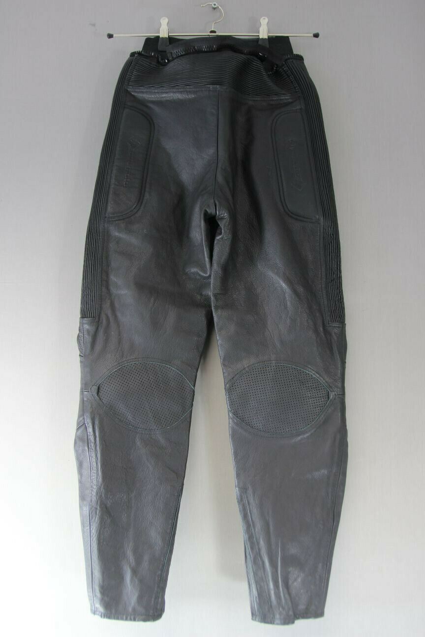 NEW WITH TAGS ADAMOTO BIKEWEAR BLACK LEATHER TROUSERS: WAIST 26"/INSIDE LEG 28"