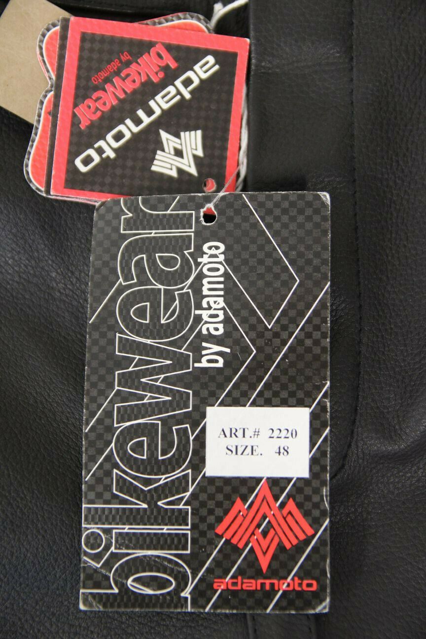 NEW WITH TAGS ADAMOTO BIKEWEAR BLACK LEATHER TROUSERS: WAIST 26"/INSIDE LEG 28"