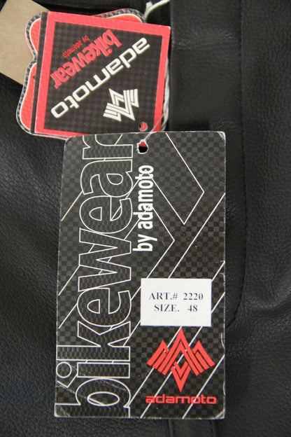 NEW WITH TAGS ADAMOTO BIKEWEAR BLACK LEATHER TROUSERS: WAIST 26"/INSIDE LEG 28"