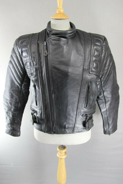 CLASSIC LONDON LEATHER COLLECTION BLACK BIKER JACKET 38 INCH/SMALL