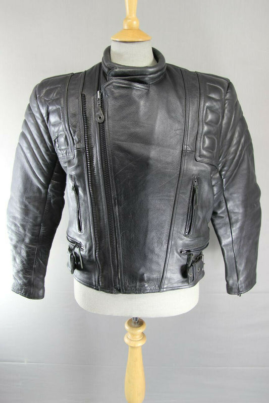 CLASSIC LONDON LEATHER COLLECTION BLACK BIKER JACKET 38 INCH/SMALL