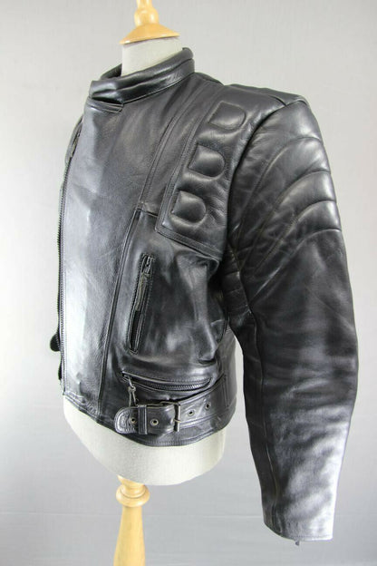 CLASSIC LONDON LEATHER COLLECTION BLACK BIKER JACKET 38 INCH/SMALL