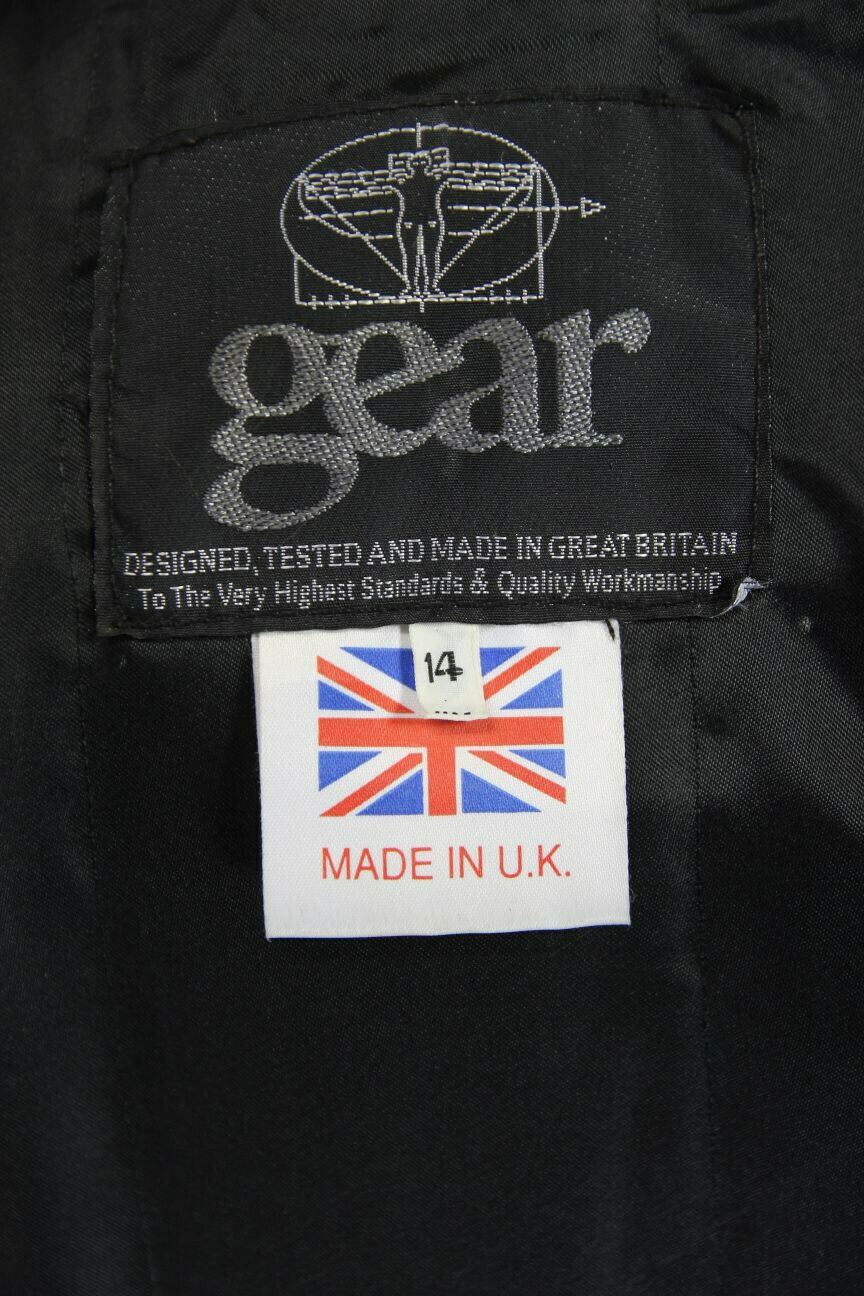 CLASSIC BRITISH MADE GEAR BLACK LEATHER BIKER JACKET: SIZE 14