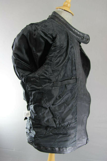CLASSIC MERCURY STONES BLACK LEATHER BIKER JACKET 38 INCH