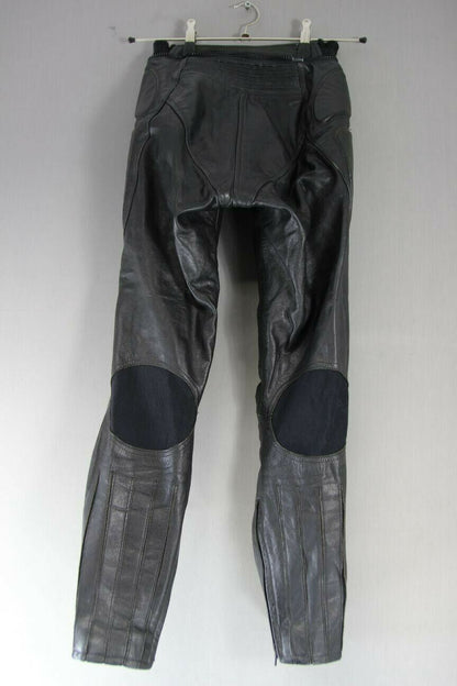 HEIN GERICKE STREETLINE BLACK LEATHER BIKER TROUSERS: WAIST 24IN/INSIDE LEG 28IN