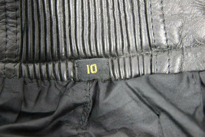 JT'S BLACK COWHIDE LEATHER BIKER TROUSERS SIZE 10: WAIST 24 IN/INSIDE LEG 28 IN