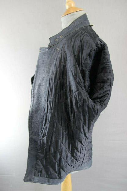 VINTAGE 1970's BRITISH MADE BLUE/GREY G'MAC COWHIDE LEATHER BIKER JACKET 38 INCH