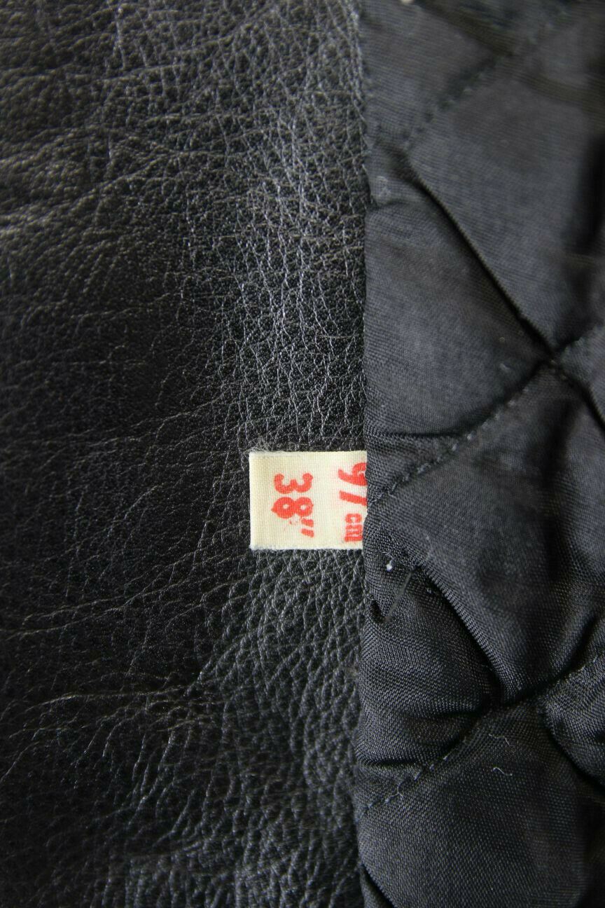 VINTAGE 1970's CLASSIC BLACK & GREY LEATHER BIKER JACKET 38 INCH
