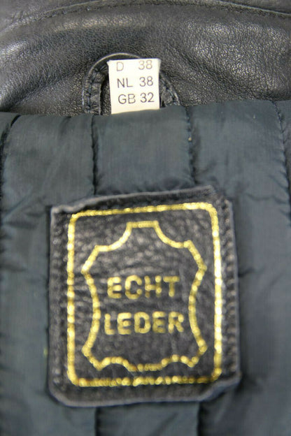 CLASSIC VINTAGE 1980's DARK & LIGHT GREY MQP LEATHER BIKER JACKET 32 INCH