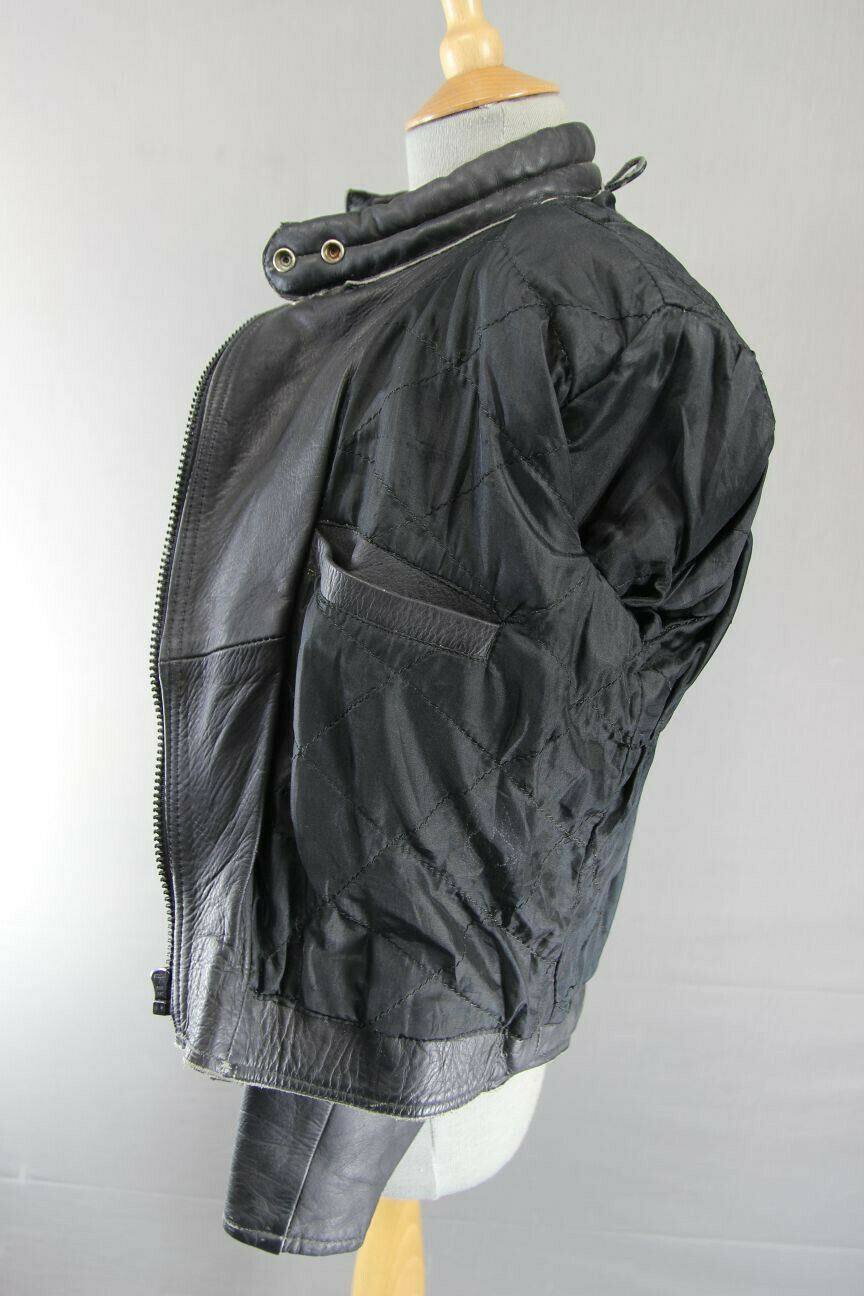 SUPERB QUALITY & CONDITION BLACK LEATHER LADIES BIKER JACKET 36 INCH