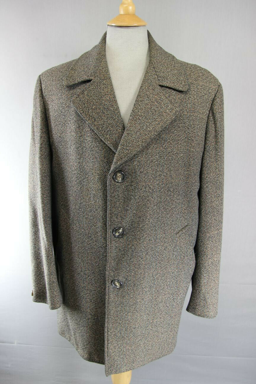SUPERB VINTAGE 1970's 2 PLY THORNPROOF TWIST TWEED COAT 42 INCH