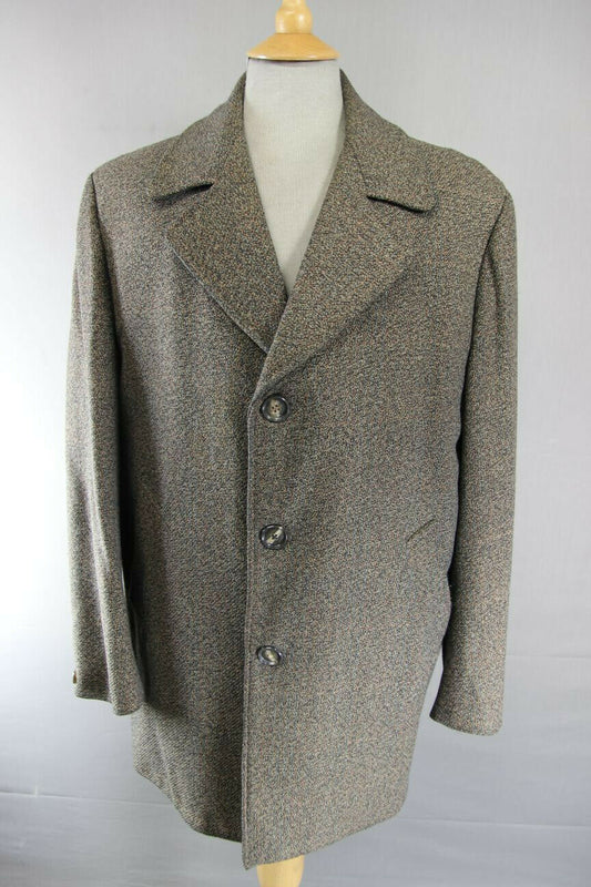 SUPERB VINTAGE 1970's 2 PLY THORNPROOF TWIST TWEED COAT 42 INCH