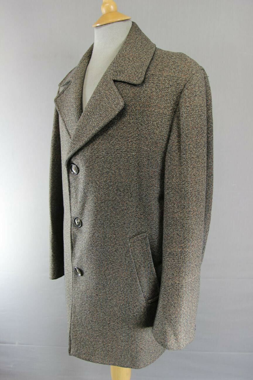 SUPERB VINTAGE 1970's 2 PLY THORNPROOF TWIST TWEED COAT 42 INCH