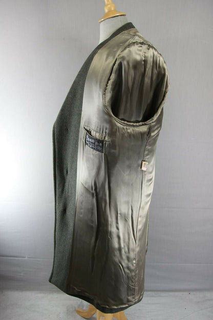 SUPERB VINTAGE 1970's BARONIA DARK GREEN TAILORED WOOL BLEND TWEED COAT 42 INCH