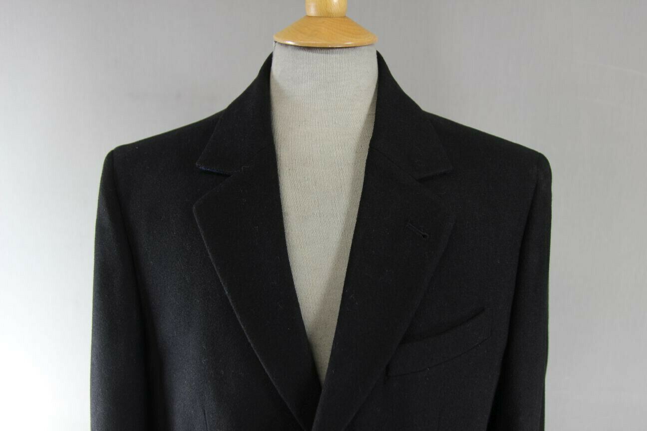 BRAND NEW MEN'S WOOL RICH BLEND 3 POCKET BLACK OVERCOAT 38-44 INCH (REGULAR FIT)
