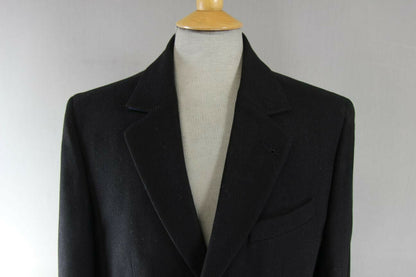 BRAND NEW MEN'S WOOL RICH BLEND 3 POCKET BLACK OVERCOAT 38-44 INCH (REGULAR FIT)