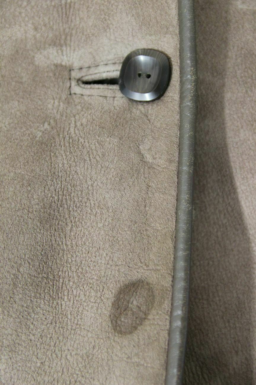 VINTAGE 1970's WOOLEA LEATHER TRIMMED LIGHT BROWN SUEDE LAMBSKIN LINED COAT 38IN