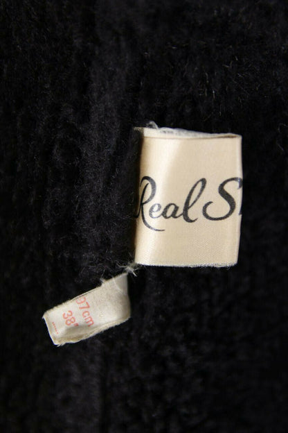 CLASSIC VINTAGE 70's LEATHER TRIMMED DARK BROWN SUEDE SHEEPSKIN LINED COAT 38 IN